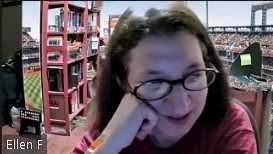 Ellen at Citi Field with Bookcase